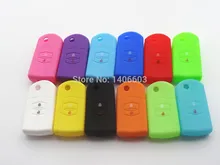 1pc Silicone car key cover remote cover for MAZDA 2 buttons auto parts car accessores 3 shell 12 color