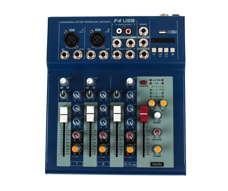 Мини Портативный микшер с USB DJ микшерная консоль MP3 Jack 4 канала караоке 48V
