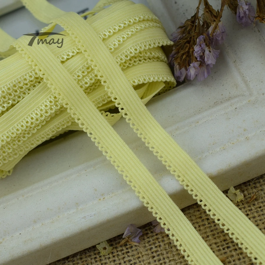 

#1342 Yellow Elastic Bnds Rubber Band Lace Trim 8yards/lot stretch lace Ribbon Sewing Trimmings Appliques underwear Pants Tape