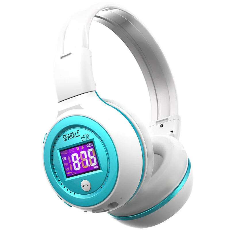 ZEALOT беспроводные Bluetooth наушники супер бас стерео гарнитура TF карта MP3 Воспроизведение FM радио громкой связи с микрофоном - Цвет: B570-Blue