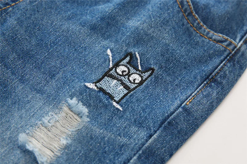 BibiCola fashion autumn boys jeans infant cartoon hole pants spring blue baby boys trousers children denim kids jeans