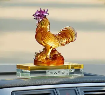 

Zodiac rooster glass ornaments car perfume seat high - end car decorated crystal Decoration
