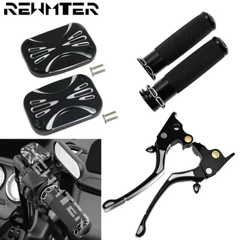 

Black 1" Hand Grips+ Master Cylinder Covers+Brake Lever Regulator Clutch Motorcycle Set For Harley Touring FLHT FLHX FLTR
