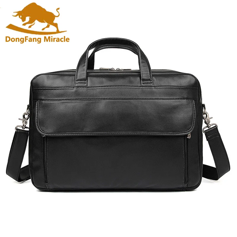 

Large Size Genuine Leather Men's Briefcase Black Men Messenger Bags Business Portfolio Male Travel Bags Laptop Handbag