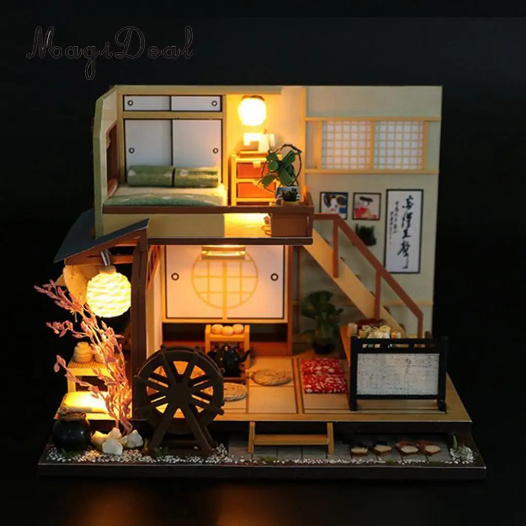 DIY Dollhouse Miniature Kit Japanese Style Forest Little House with Furniture Toy Kids Gift