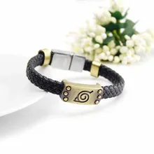 1 шт. Аниме Наруто вязаный браслет Косплей костюмы Аксессуары Реквизит черный Панк модные браслеты с логотипом konoha браслет