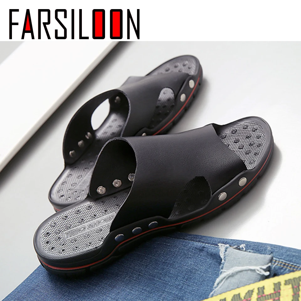 

Men's Beach Shoes Soft Casual Slip-On Lightweight Male Shoes Solid Rome Comfortable Leisure Flip-Flops Men Shoes MH003