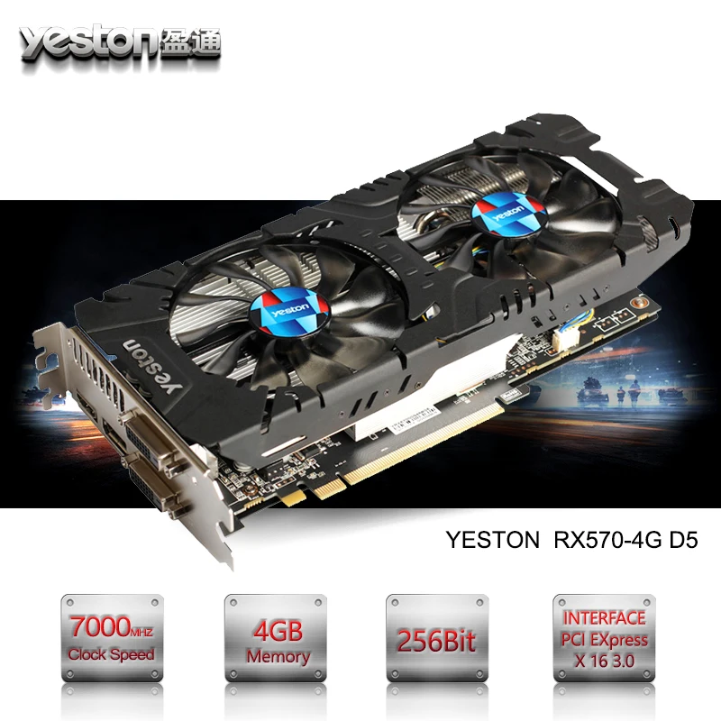 

Yeston Radeon RX 570 GPU 4GB GDDR5 256 bit Gaming Desktop computer PC Video Graphics Cards support DVI/HDMI PCI-E X16 3.0