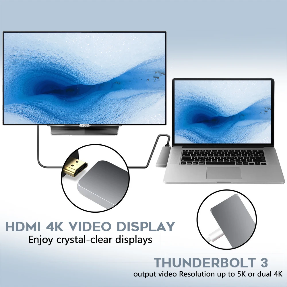 Тип-c USB к hdmi тип-c usb-хаб Для 3,1-4 usb-хаб с разъемом thunderbolt 3 c 3,0 tf sd-ридер pd для macbook pro/air