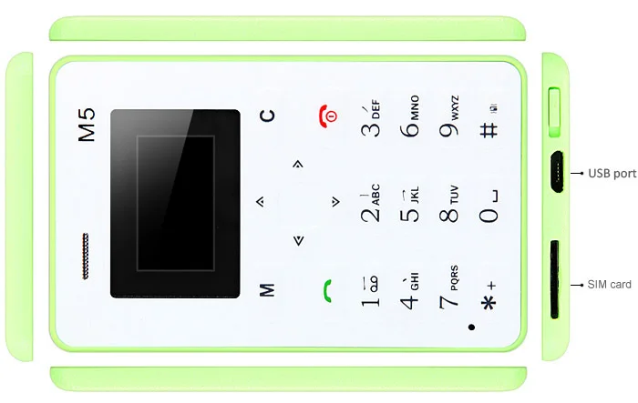 Ультратонкий мобильный телефон AEKU M5 4 5 мм Quad Band GSM с низким излучением мини для