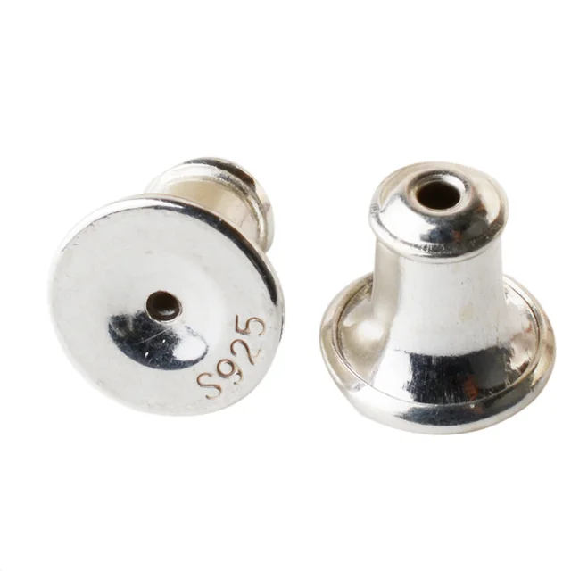 Solid 925 Sterling Zilver Earnut Silicon Wrijving Earring Back Solid 925 Sterling Zilver Earnut Silicon Wrijving Earring Back Stoppers Kogel Insert Om Parel Kralen