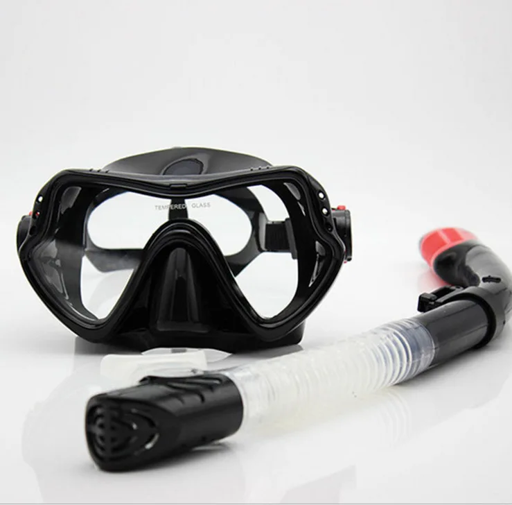 PANO4+ сухой набор для подводного плавания плавники силиконовая юбка панорамный Дайвинг маска сухая трубка для взрослых Силиконовые очки - Цвет: color 05