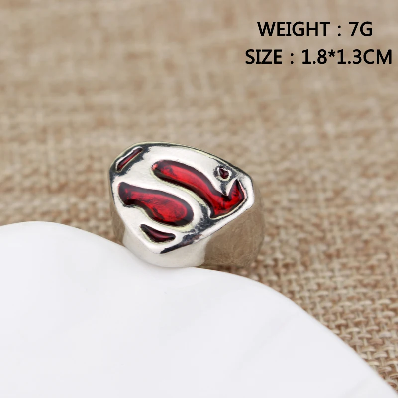 DC Comics Superhero Superman Logo Shield Signet Size 7-11 Ring Punk Style Vintage Enamel Rings Boy Son Children Birthday Gifts