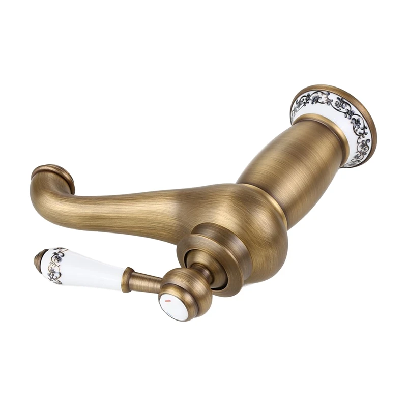 Kaufen Küche wasserhahn Retro Messing Einzigen Hebel   Keramik Waschbecken Wasserhahn mit Wasser Einlass für Badewanne Bad (Messing)