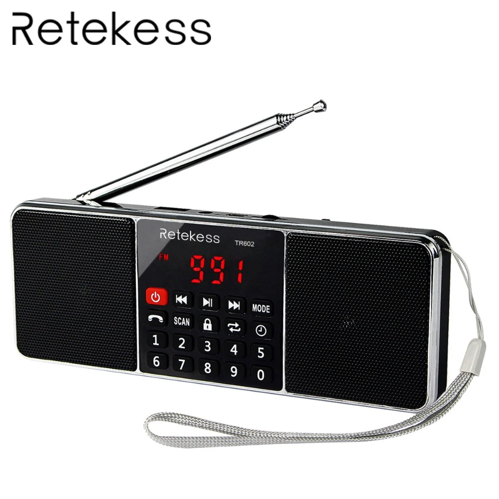 RETEKESS TR602 радио портативный FM AM Bluetooth приемник с MP3 плеером беспроводной динамик AUX