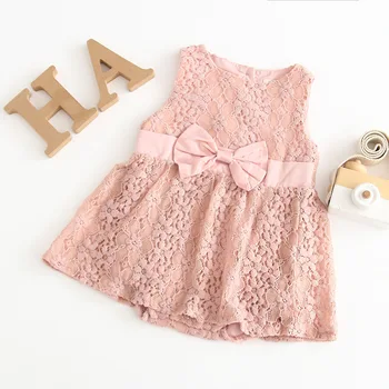 

2019 New Baby infant girl Cute Bow Lace Princess Romper Dress Girls Toddle Summer body clothes Newborns Wear
