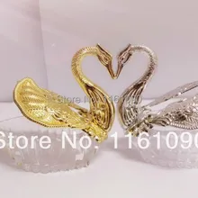 Простой Лебедь свадебный сувенир Конфета подарочные коробки коробка серебро и золото Цвет, 200 шт/партия