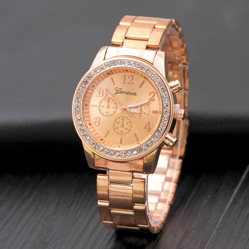 Модные женские часы с кристаллами из нержавеющей стали аналоговые кварцевые наручные часы браслет топ-браслет роскошные женские часы