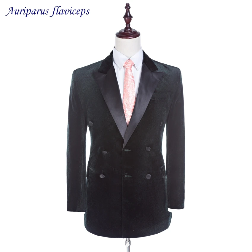 New Design Velvet Groom Tuxedos Groomsman Suit Wedding suit Double Breasted Made Man Suits (Jacket+pants)