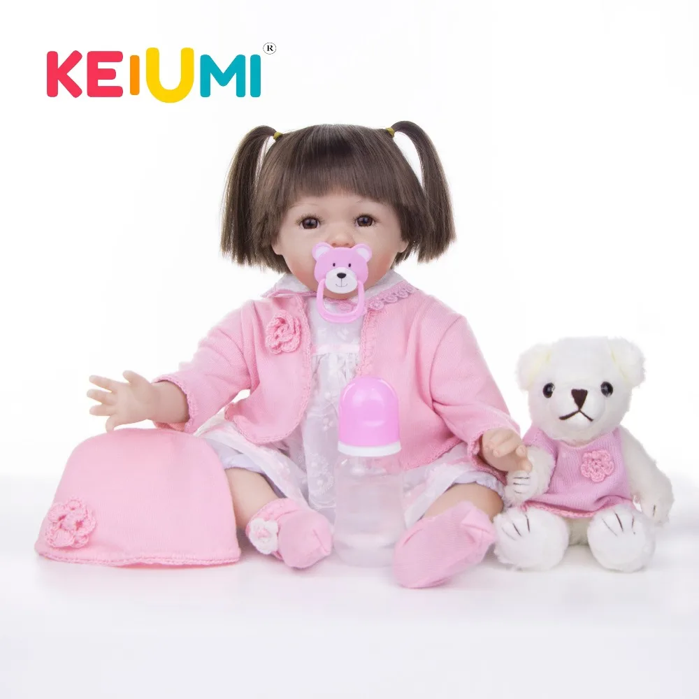 

22" 55 cm KEIUMI Baby Reborn Dolls Soft Silicone Reborn Baby Doll Girl Realistic Toys For Children Birthday Gifts DIY Boneca