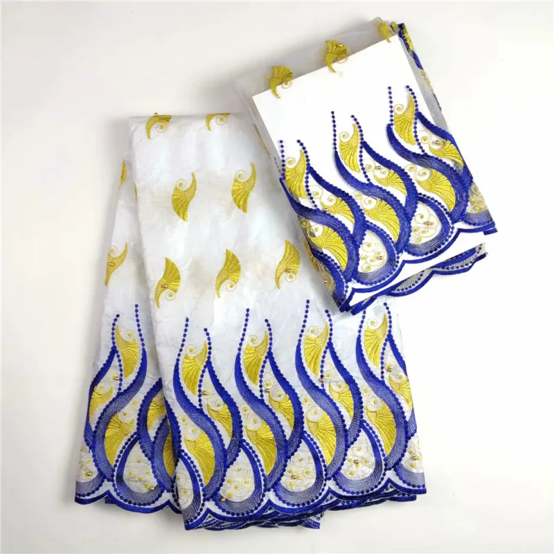 

African Bazin Riche Getzner Guinea Lace Fabric with Beads Embroidery Lace Damask Africa Brocade Lace Fabric for Dress WH102118