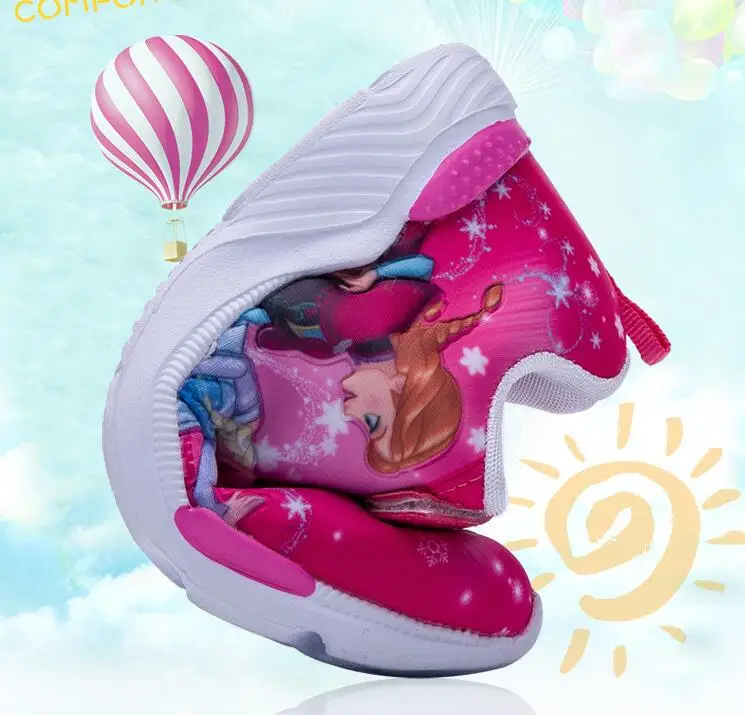 Hot Spring New Children Shoes Girls Sneakers Elsa Anna Princess Kids Shoes Fashion Casual Sport Running Leather Shoes for girls
