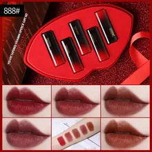 Suikone набор для макияжа губ 5 цветов Матовая помада с подарочной коробкой водонепроницаемый стойкий вампир темно-красная помада карандаш BN156
