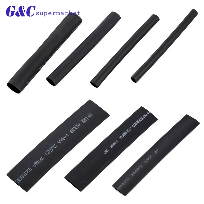 127pcs Black Tube Car Cable Sleeving Assortment Wrap Wire Kit with Polyolefin Assortment