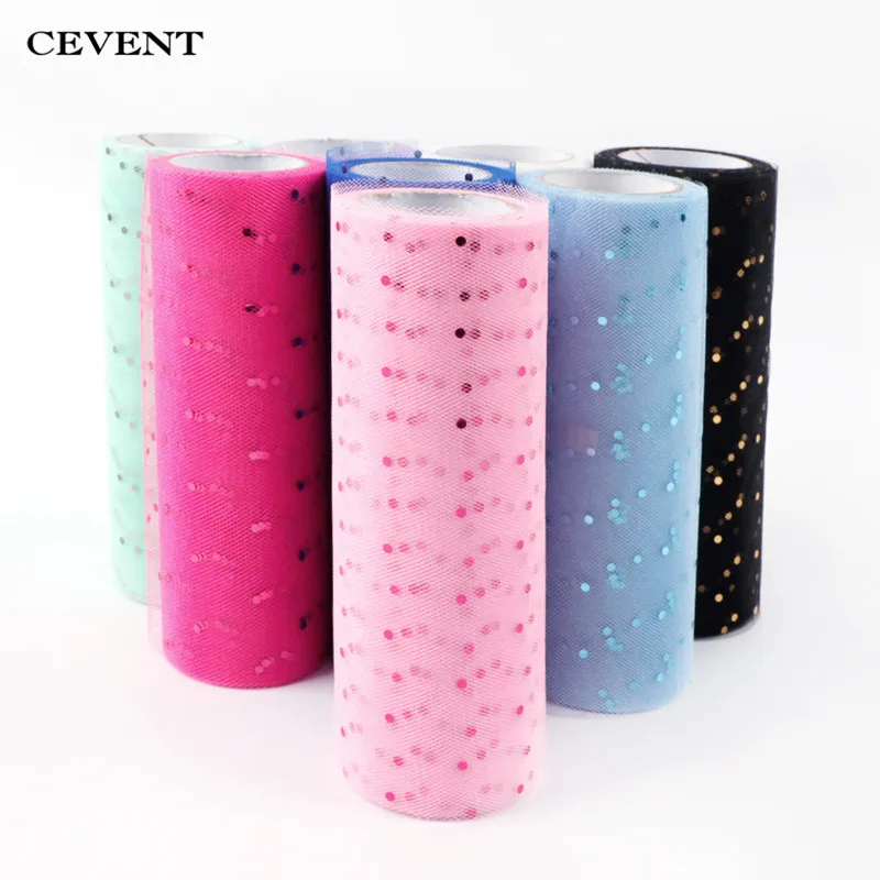 CEVENT 10YardX15cm Блестящий рулон тюля с блестками из органзы прозрачная газовая юбка