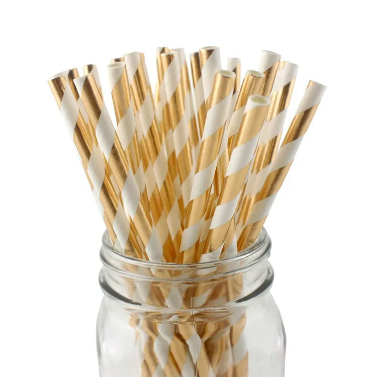 25PcsSet Unicorn Gold Foil Paper Straws for Wedding Party Decorations Birthday Holiday Supplies Drinking Straws Disposable SD22 (2)