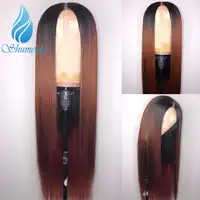 SHD Lace Front Human Hair Wig Ombre Color Straight Brazilian Remy Hair Bleached Knots Pre Plucked Hairline With Baby Hair