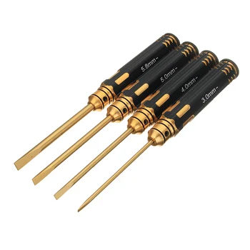 

4Pcs /set 3.0/4.0/5.0/5.8mm Titanium Alloy Slotted Head Screwdriver for Electronic Repair RC Helicopter Screwdriver Hand Tools