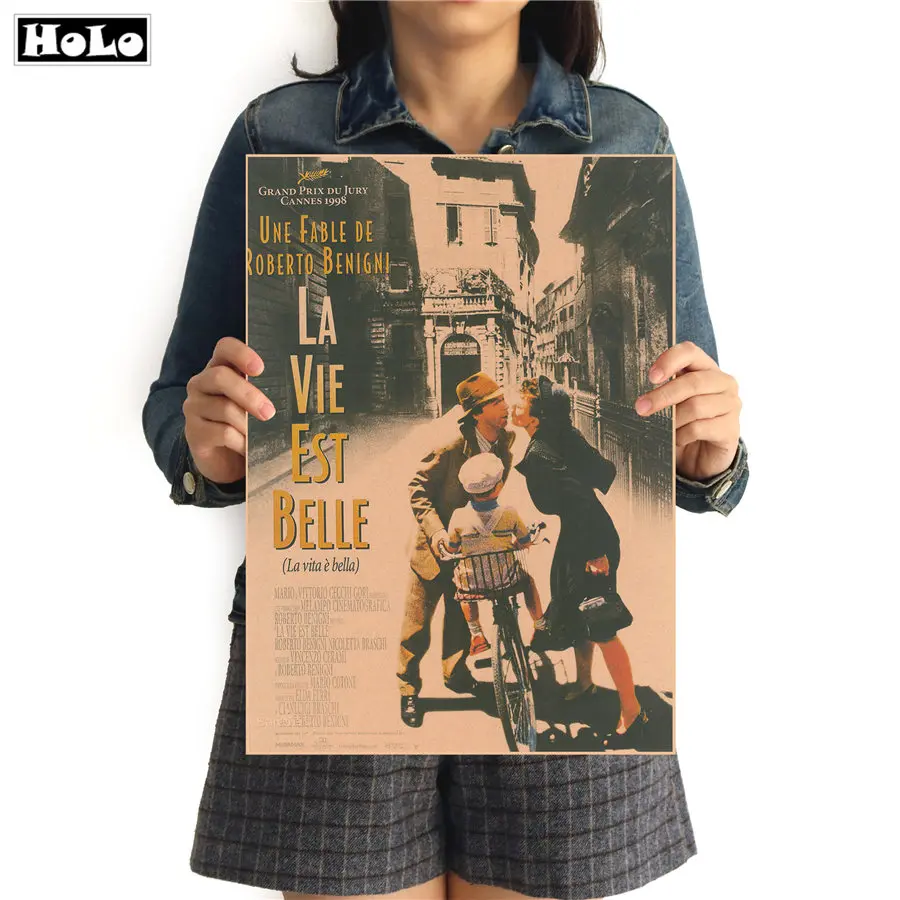 

Classic La Vita e bella movie Vintage Kraft Paper Poster Wall Sticker Collection Bars Cafe Drawings Poster 42x30cm