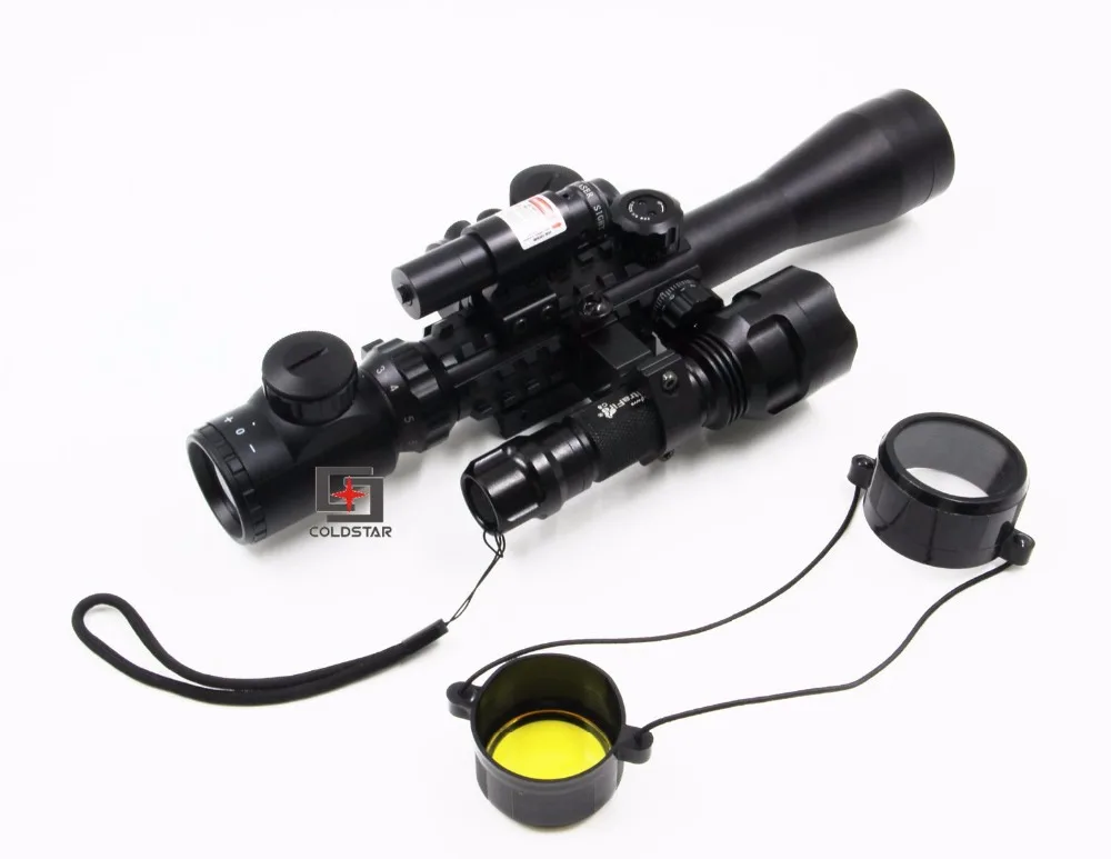 

Riflescope Optics Compact Combo 3-9x40EG Rifle Scope + Laser Sight + T-1 Red Dot + CREE T6 LED Flashlight 5Mode C8 Torch