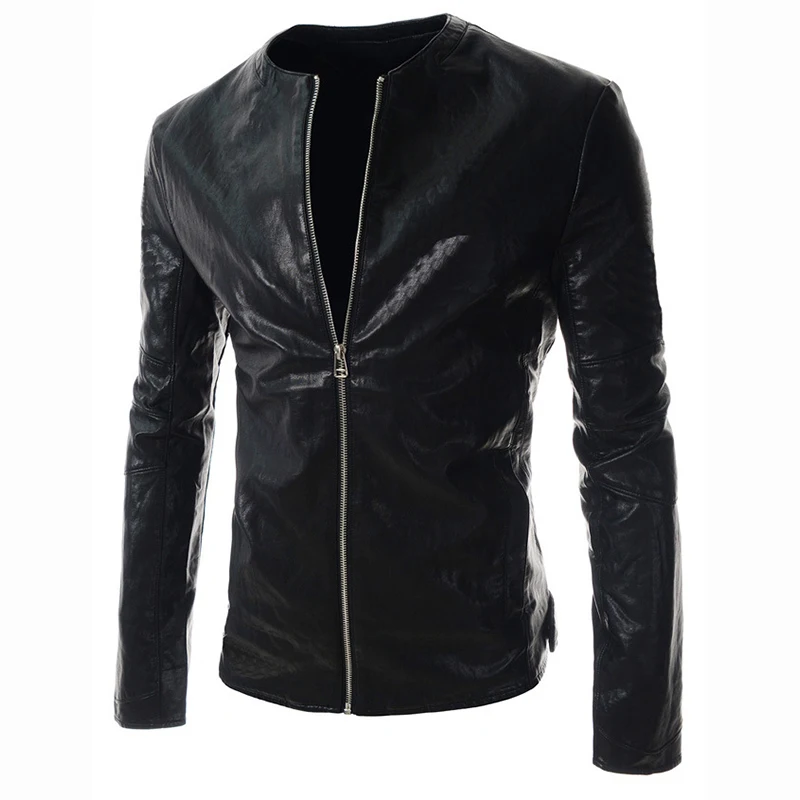 

Slim Men 'S faxu Leather Windproof Coat Jackets Pu Fashion Casual Winter Outwear 17 New Style Cool Stand Collar Men's Pu locomot