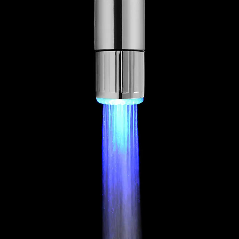 Воды Glow автоматически 3 цвета Изменение светодиодный свет Кухня Ванная комната гусак крана Контроль температуры насадка для душа