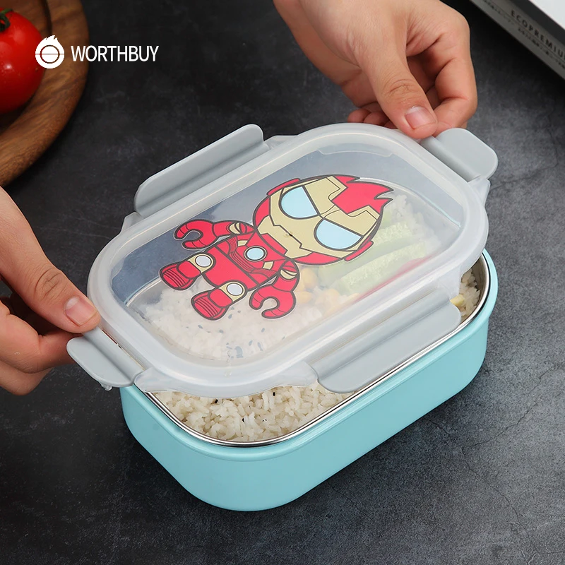 WORTHBUY Милая мультяшная детская коробка Bento 304 из нержавеющей стали контейнер для
