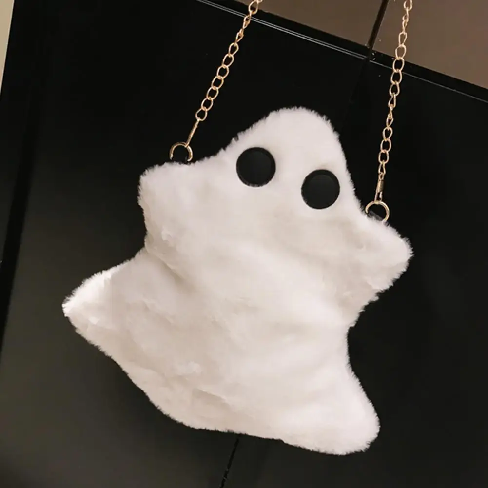 

Funny Ghost Solid Color Plush Women Shoulder Pouch Zipper Small Crossbody Bag