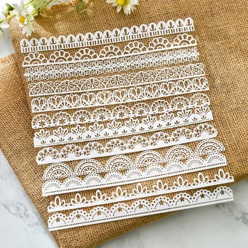 

12pcs White Lace Edge Papers For DIY Scrapbooking/Card Making/Kids Fun Decoration Supplies