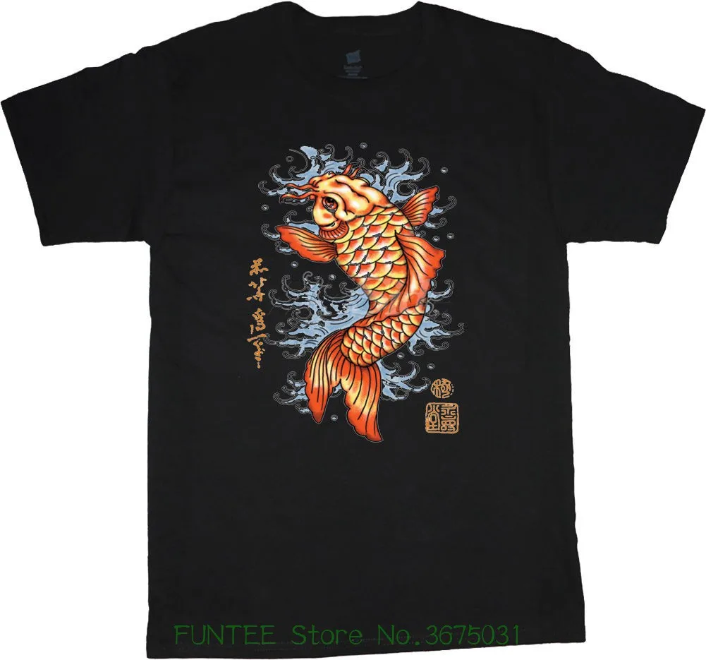 Men Summer T shirt Big And Tall Shirts For Men Japanese Koi Fish Decal