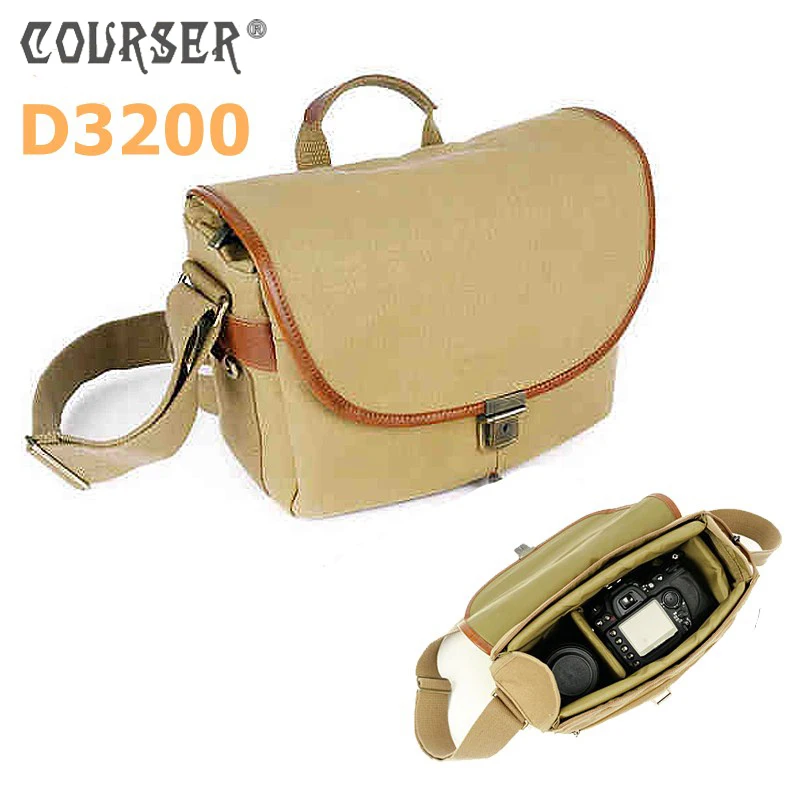 

Cassic Camera bag shoulder bag waterproof canvas shoulder bag 30*15*23cm Khaki with free inner padded PACPFD3200