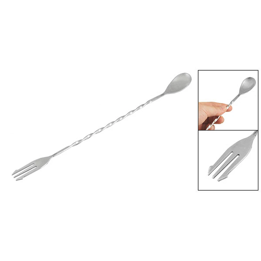 Bar Stainless Steel Twisted Mixing Spoon w Fork Tipin Spoons from Home