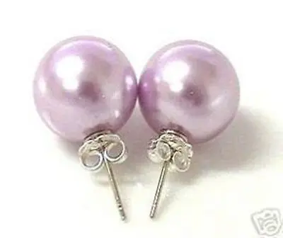

FREE SHIPPING beautiful purple shell pearl stud earring