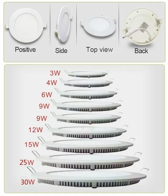 1pcs/lot Dimmable Ultra thin 3W/4W/ 6W / 9W / 12W /15W/ 25W LED Ceiling Recessed Grid Downlight / Slim Round/Square Panel Light -