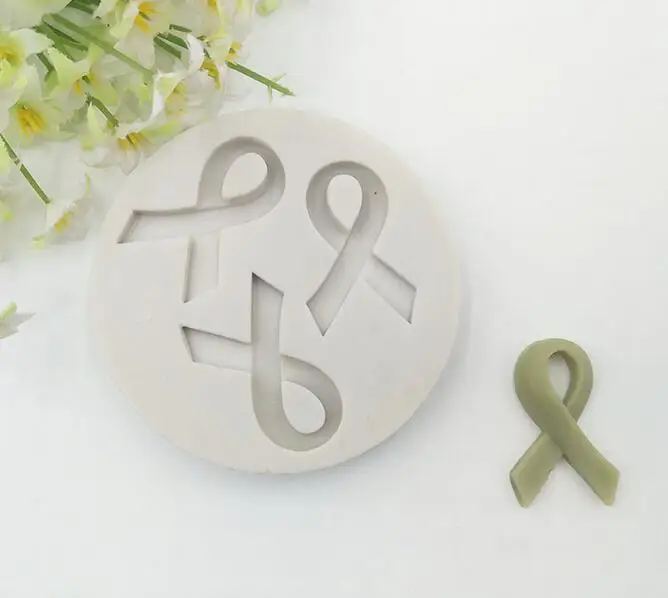 

Cake Tools 1.5inch each breast cancer ribbon hope bow silicone mold Decorating Cupcake decorating Gumpaste fondant tool mould