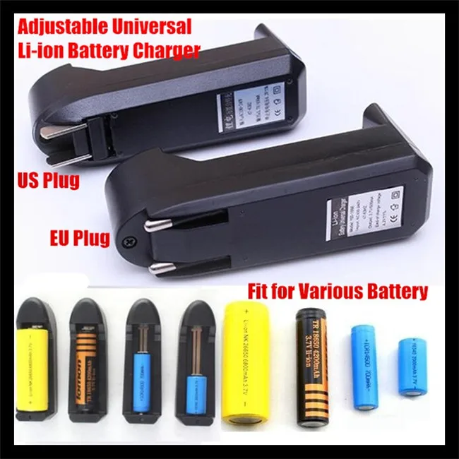

Wall AC Multifunctional EU&US Universal Battery Charger,Adjustable Charging,AA, AAA,9V,10440,18650,26650 Li-ion Rechargeable