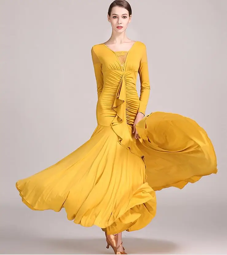 

waltz dress rumba standard smooth dance dresses Standard dress Ballroom dance competition dress yellow green purple S9033