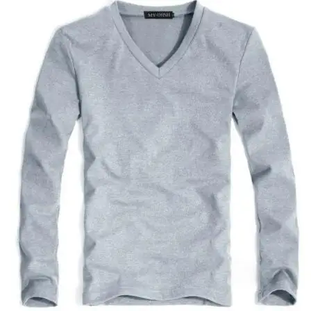 HGFS Белые Повседневные мужские топы в стиле хип-хоп с длинным рукавом, уличная одежда, футболки для мужчин, футболки высокого качества - Цвет: grey  V neck