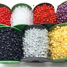 5 jardas/lote linha de pesca pérolas artificiais grânulos corrente guirlanda flores festa de casamento decoração noivas chapelaria 3mm/8mm contas diy