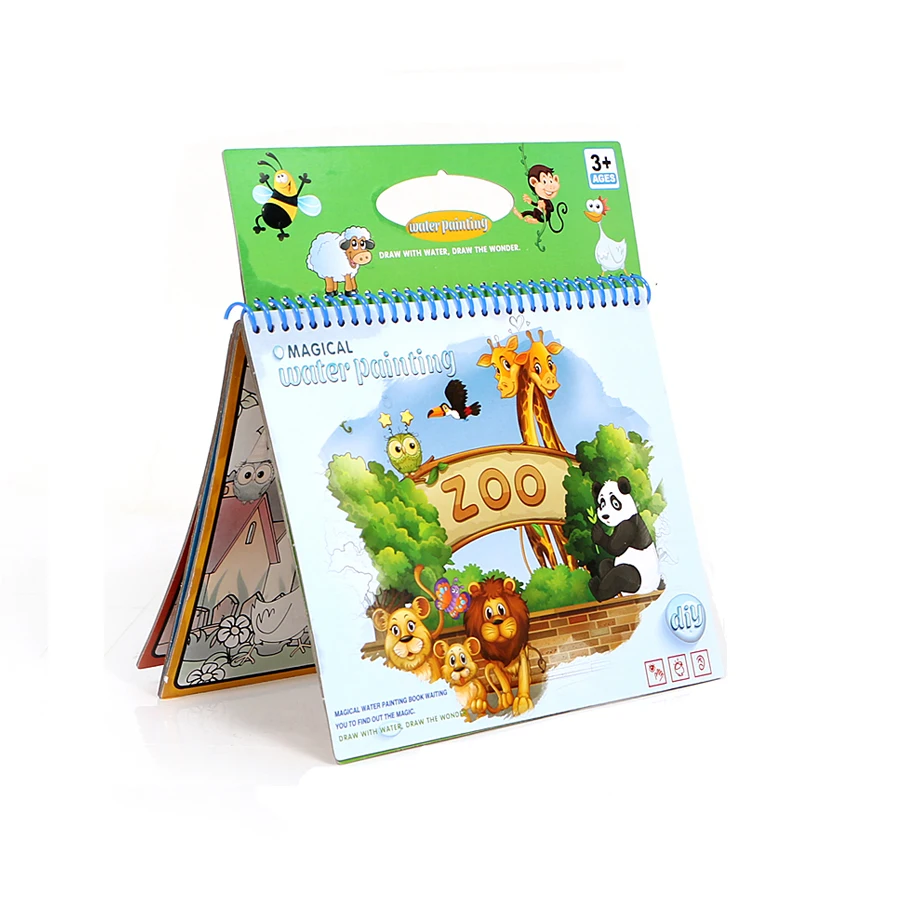 

Magical water painting reuse drawing book coloring picture 5styles,early educational graffiti board for children set with pen